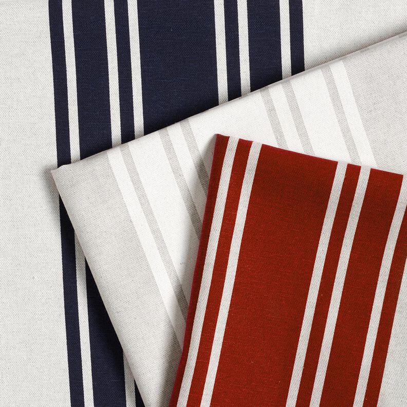 Tecido para decoração Panamá Riscas grossas – branco sujo/cinzento-névoa,  image number 5