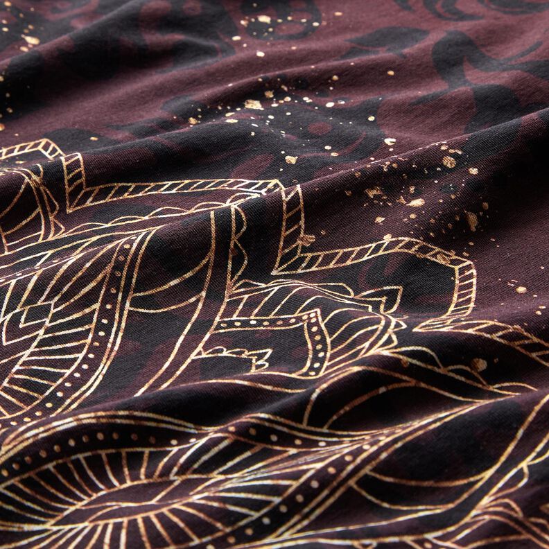 Jersey de algodãoTecido com orla Mandala com salpicos dourados | Glitzerpüppi – castanho,  image number 7
