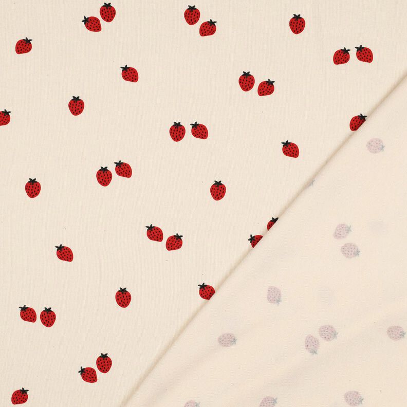 GOTS Jersey de algodão Morangos | Poppy Fabrics – bege claro/carmin,  image number 4