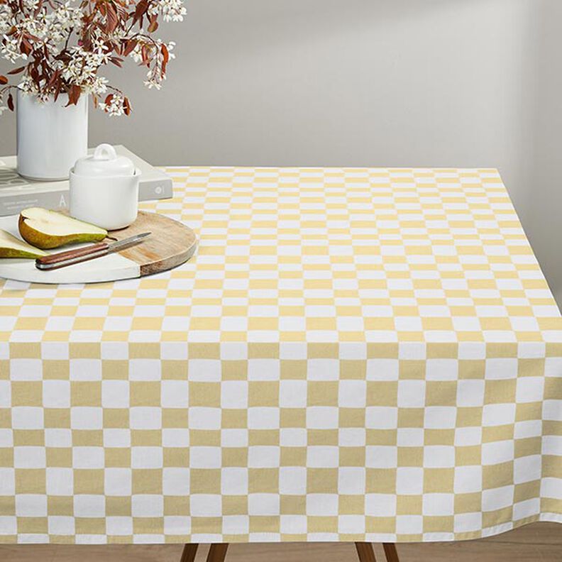 Tecido de algodão Cretone Xadrez abstrato – branco/amarelo-baunilha,  image number 8