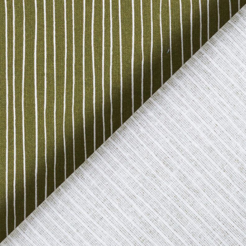 Tecido de algodão Cretone Linhas delicadas – oliva escura/branco,  image number 4
