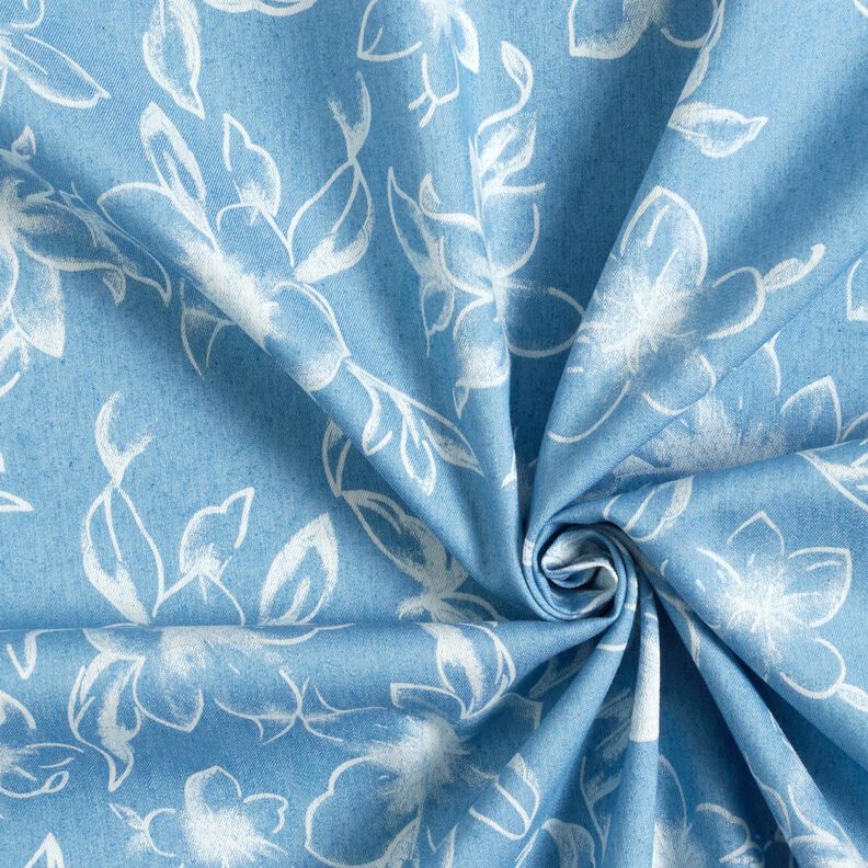Chambray Flores de verão – azul claro/branco sujo,  image number 3