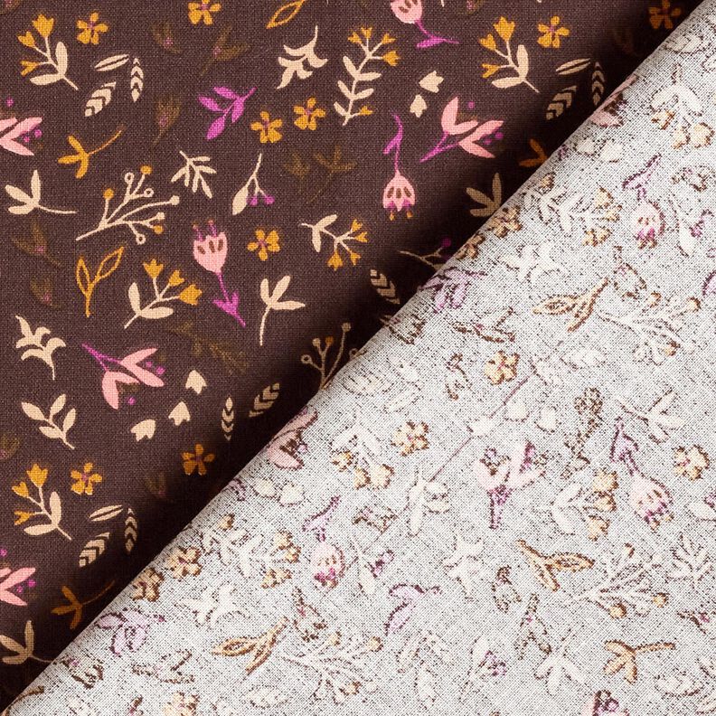 Tecido de algodão Cretone Ramos pequenos – castanho escuro/uva,  image number 4