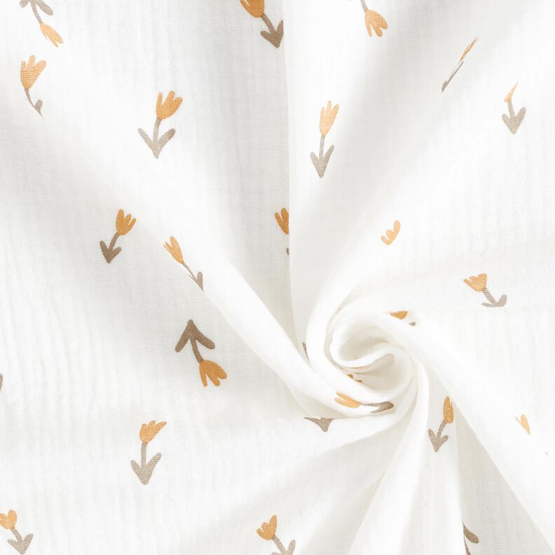 Musselina/ Tecido plissado duplo Florzinhas &ndash; marfim,  image number 3