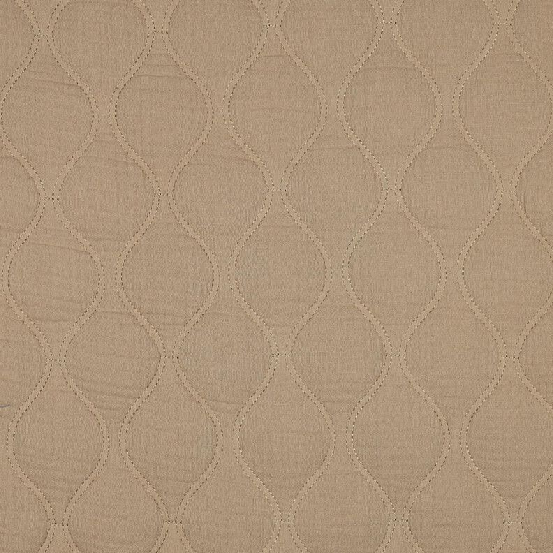 Tecido acolchoado Musselina Ondas – bege escuro,  image number 1