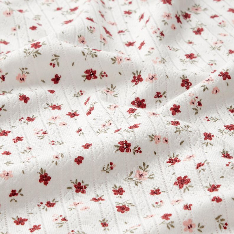 Ajour Jersey de algodão Florzinhas – marfim,  image number 2