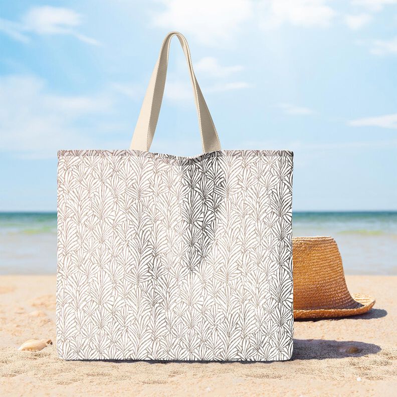 Algod&atilde;o revestido Folhas de palmeira abstratas &ndash; taupe/marfim,  image number 5