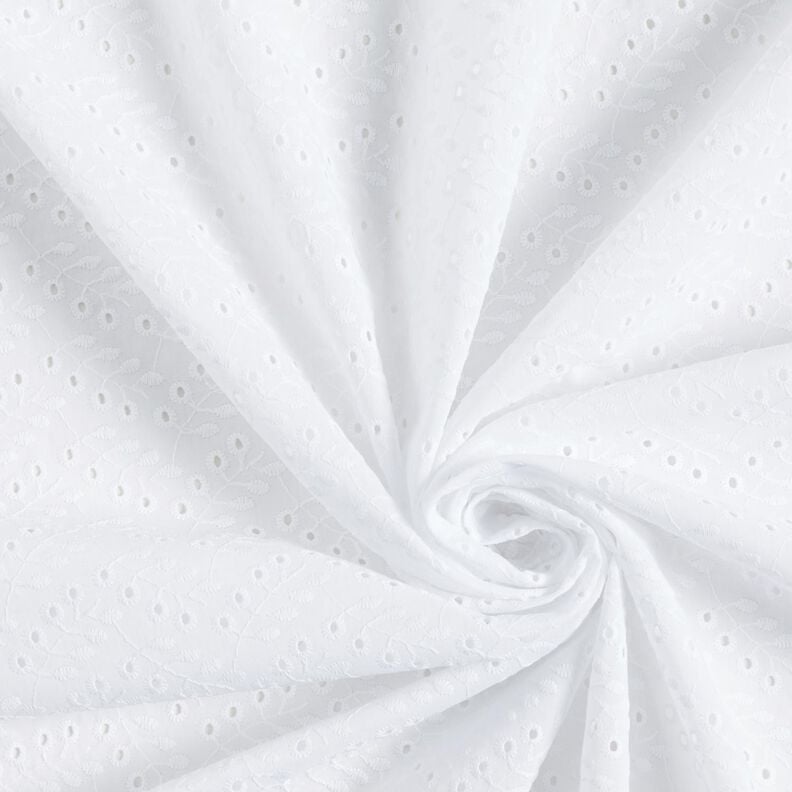 Cambraia Bordado inglês Gavinha folhas – branco,  image number 4