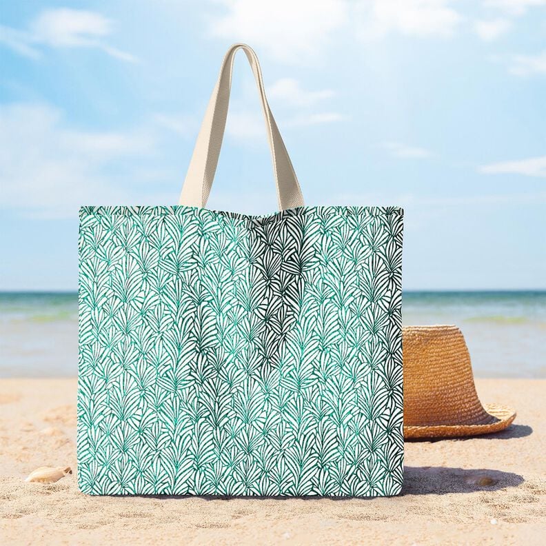 Algod&atilde;o revestido Folhas de palmeira abstratas &ndash; hortel&atilde;-pimenta/marfim,  image number 5