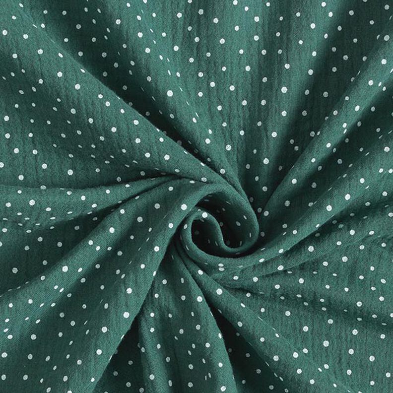 Musselina/ Tecido plissado duplo Pintinhas – verde escuro/branco,  image number 3