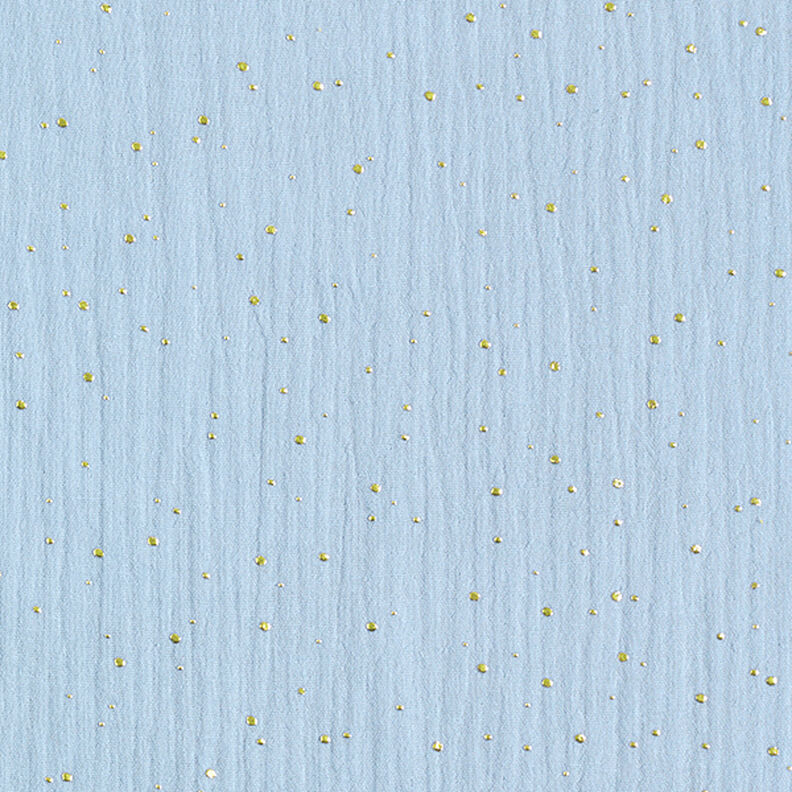 Algodão Musselina Sarapintas douradas espalhadas – azul claro/dourado,  image number 1