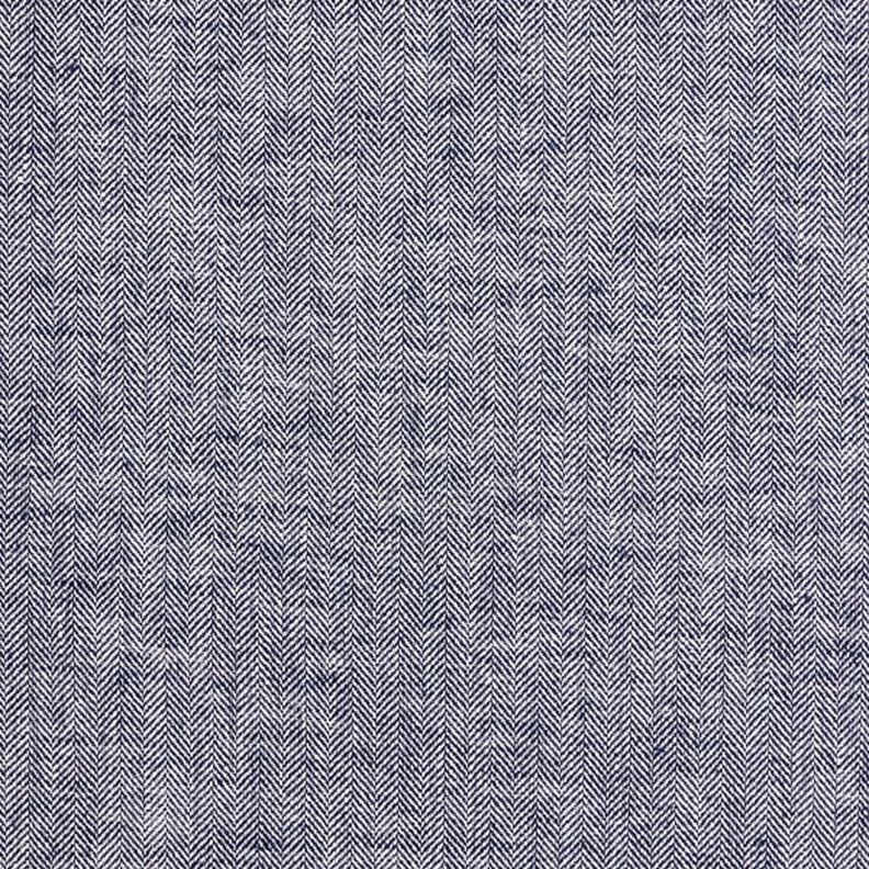 Mistura de linho e algodão Espinha de peixe – azul-marinho,  image number 1