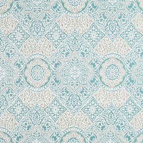 Tecido para decoração Jacquard Azulejos elegantes – azul petróleo claro/bege claro, 
