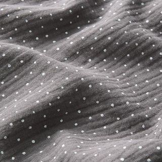 Musselina/ Tecido plissado duplo Pintinhas – cinza ardósia/branco, 
