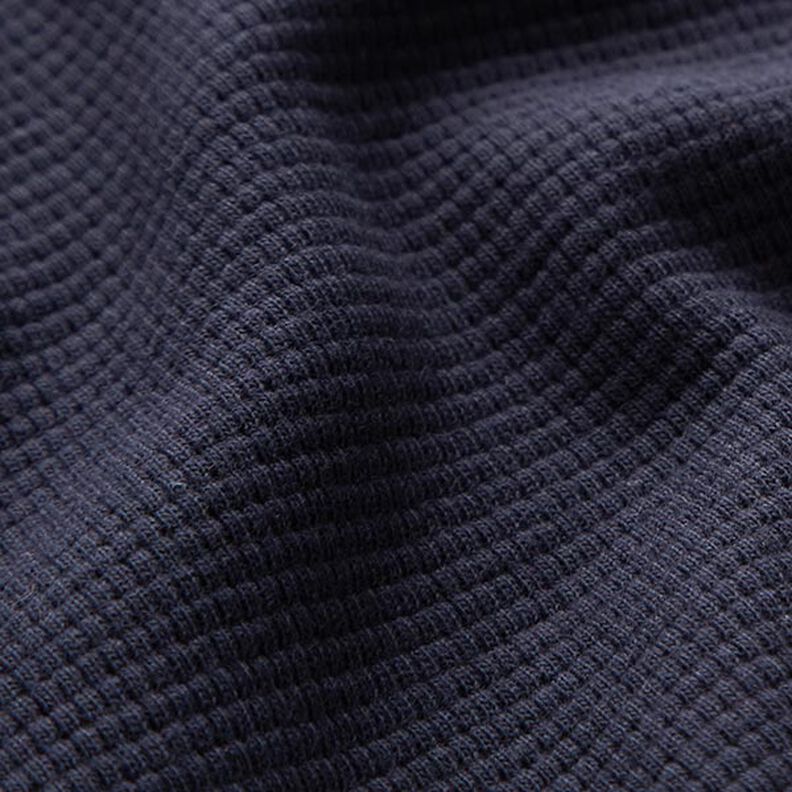 Jersey mini favos de algodão lisa – azul-marinho,  image number 3