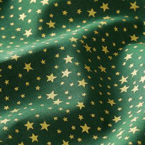 Tecido de algodão Cretone Céu estrelado natalício, pequeno – verde escuro/dourado, 