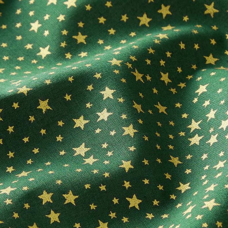 Tecido de algodão Cretone Céu estrelado natalício, pequeno – verde escuro/dourado,  image number 2