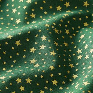 Tecido de algodão Cretone Céu estrelado natalício, pequeno – verde escuro/dourado, 