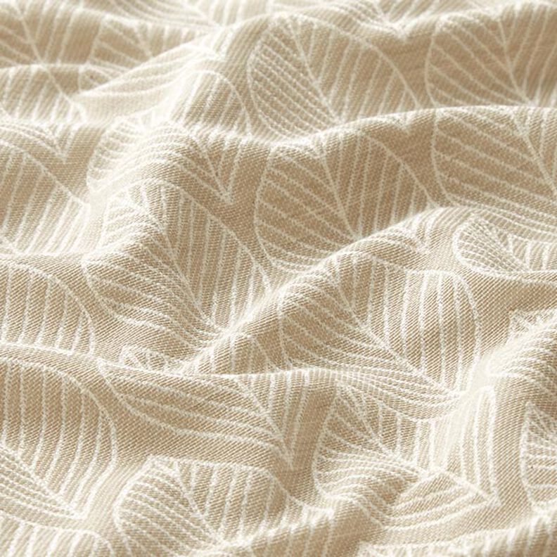 Tecido para decoração Jacquard Folhas – beige,  image number 2