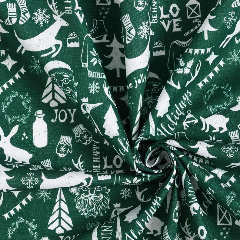 Tecido de algodão Cretone Boas festas – pinheiro azul/branco,  image number 3