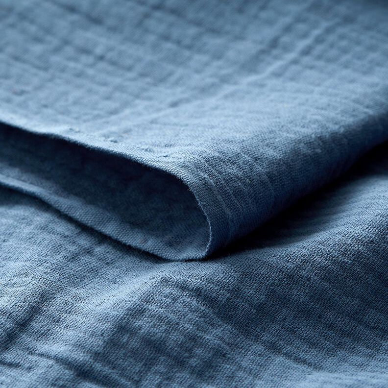 Musselina/ Tecido plissado duplo – azul ganga,  image number 5