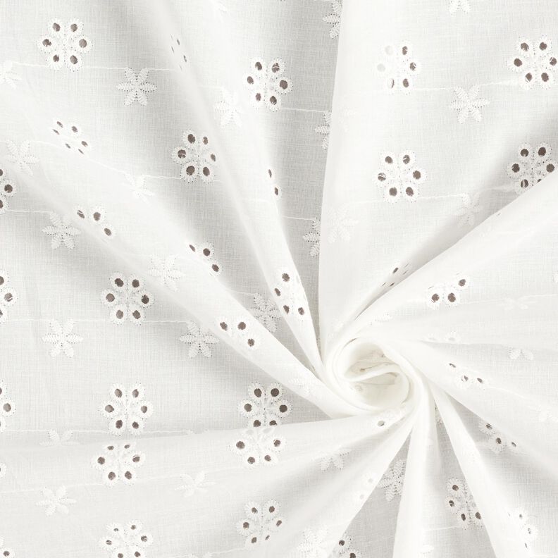 Tecido de algodão Bordado inglês Flores pequenas – branco,  image number 3
