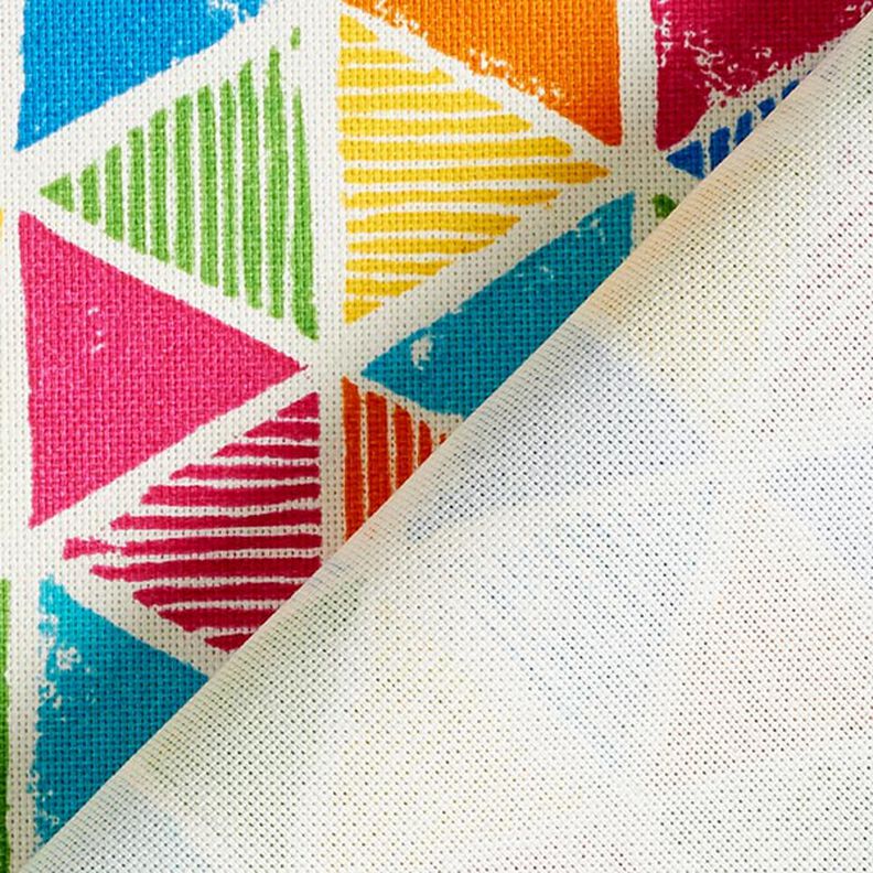 Tecido para decoração Meio linho Panamá Triângulos coloridos – branco,  image number 4