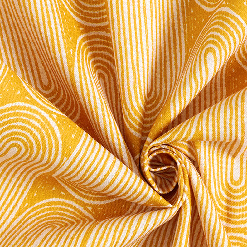 Tecido para decoração Meio linho Panamá Arcos – amarelo-caril/natural,  image number 3