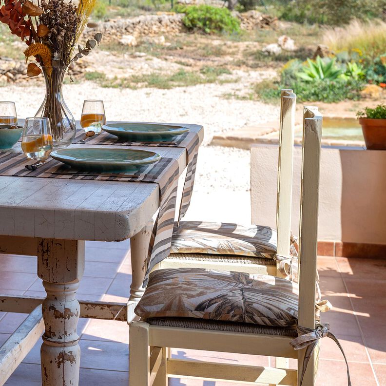 Tecido para exteriores Lona Folhas grandes – natural/terracota,  image number 8