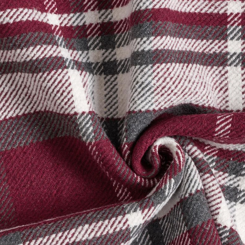 Tecido para sobretudos com reverso em pele Xadrez – bordô/cinza ardósia,  image number 3
