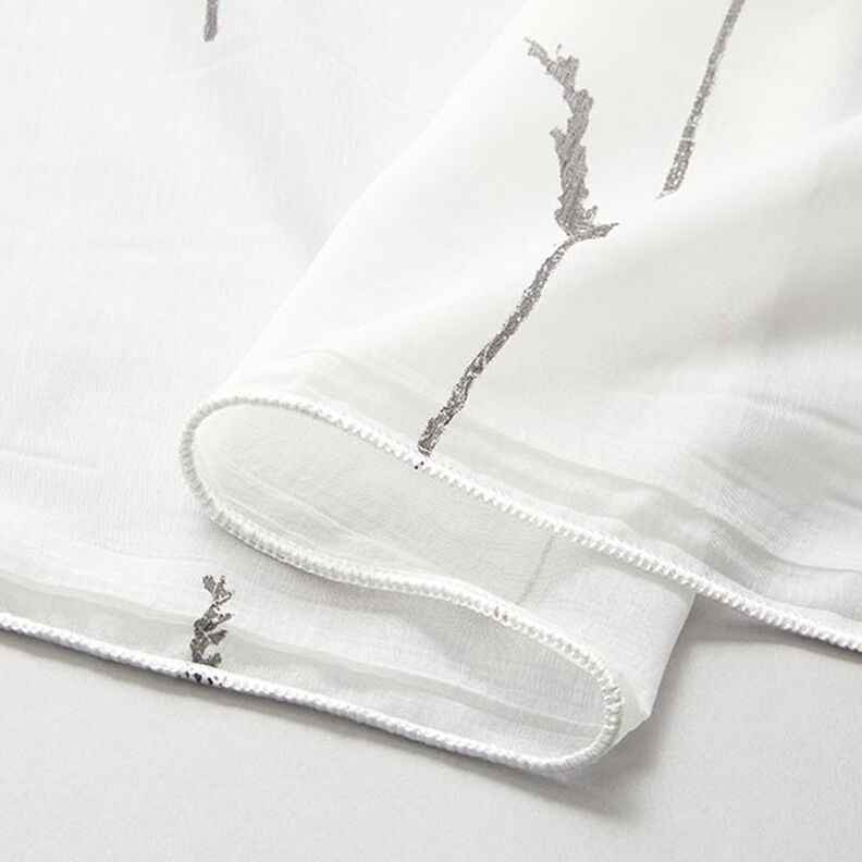 Tecido para cortinados Voile Gramíneas finas 295 cm – branco/preto,  image number 5