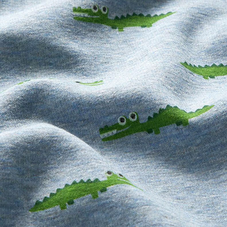 Tecido polar alpino Crocodilo ousado Melange – jeans azul claro,  image number 2