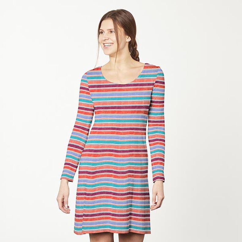 Jersey de algodão Riscas Aguarela – cor de areia/salmão,  image number 5