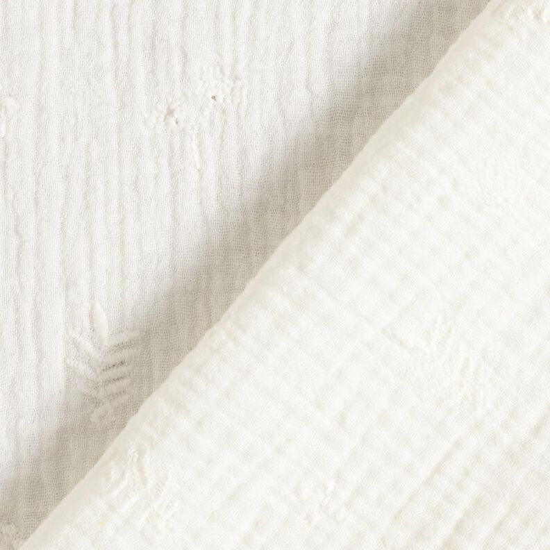 Musselina/ Tecido plissado duplo Bordado Flores e ramos – marfim,  image number 4